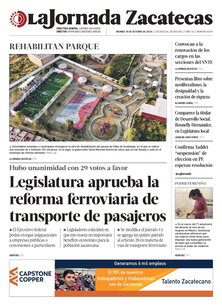 18 de Octubre de 2024 – Legislatura aprueba la reforma ferroviaria de transporte de pasajeros
