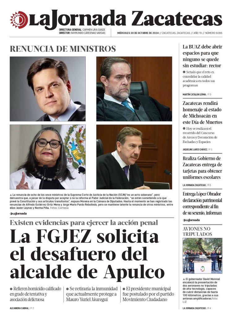 30 de Octubre de 2024 – La FGJEZ solicita el desafuero del alcalde de Apulco