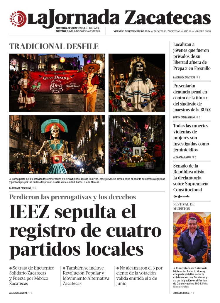 01 de Noviembre de 2024 – IEEZ sepulta el registro de cuatro partidos locales