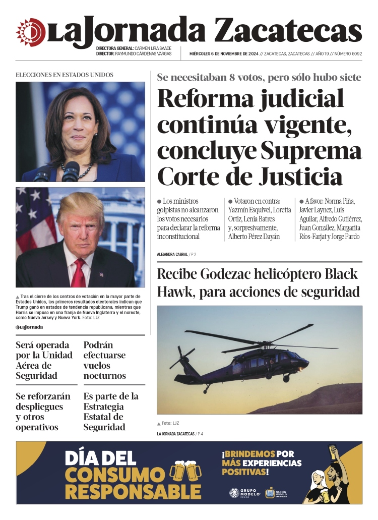 06 de Noviembre de 2024 – Reforma judicial continúa vigente, concluye Suprema Corte de Justicia
