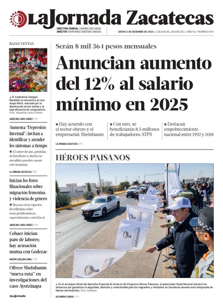 05 de Diciembre de 2024 – Anuncian aumento del 12% al salario mínimo en 2025
