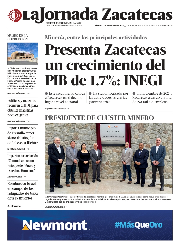 07 de Diciembre de 2024 – Presenta Zacatecas un crecimiento del PIB de 1.7%: INEGI