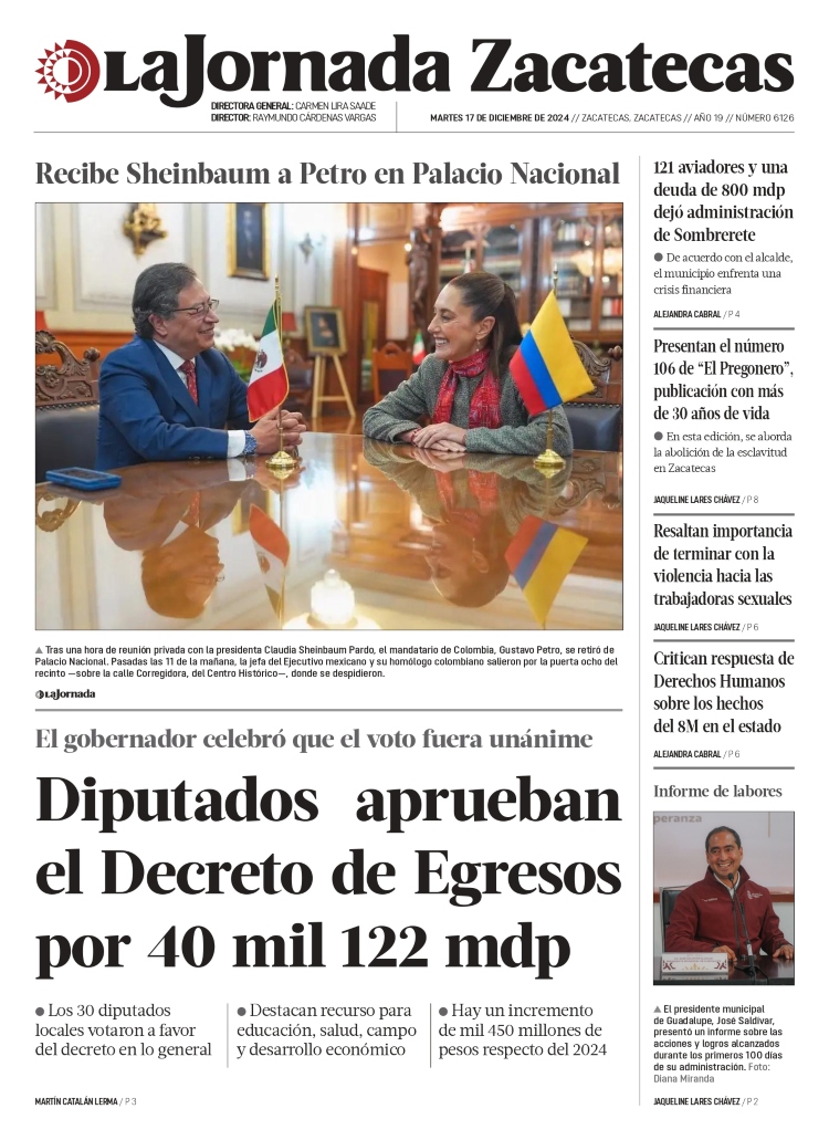 17 de Diciembre de 2024 – Diputados aprueban el Decreto de Egresos por 40 mil 122 mdp