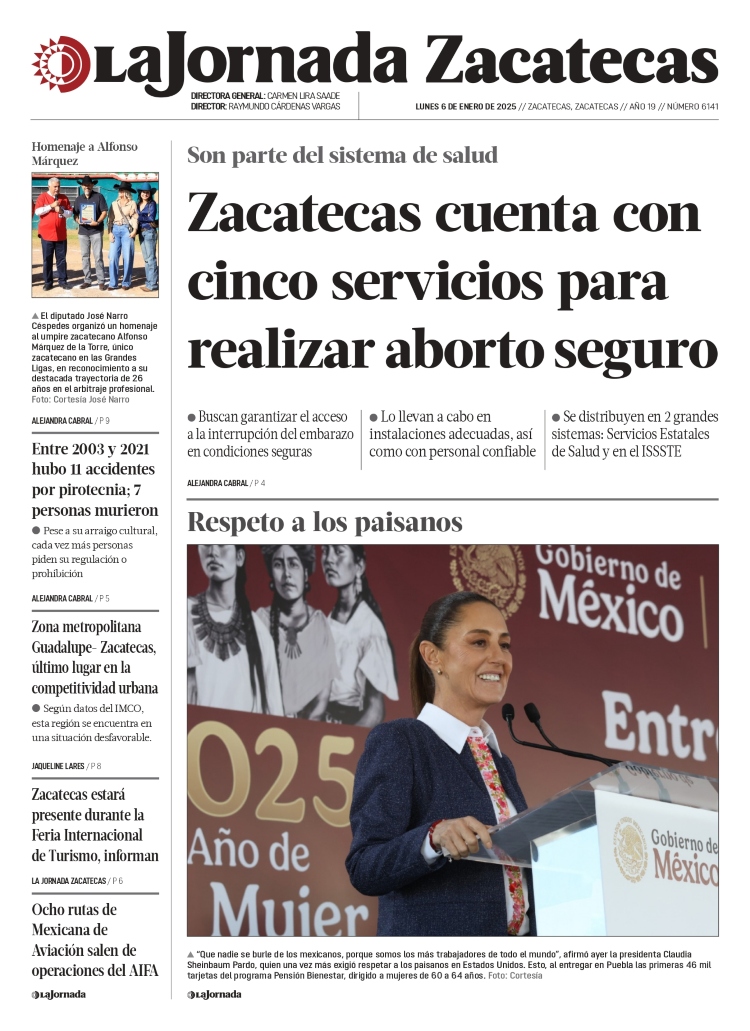 06 de Enero de 2025 – Zacatecas cuenta con cinco servicios para realizar aborto seguro