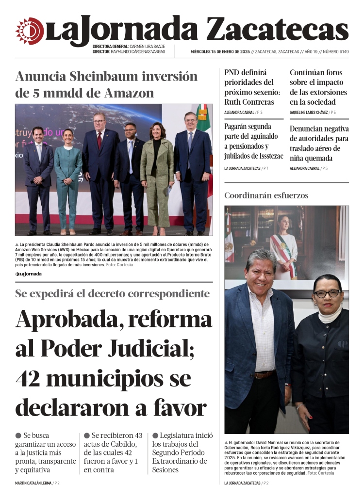 15 de Enero de 2025 – Aprobada, reforma al Poder Judicial; 42 municipios se declararon a favor