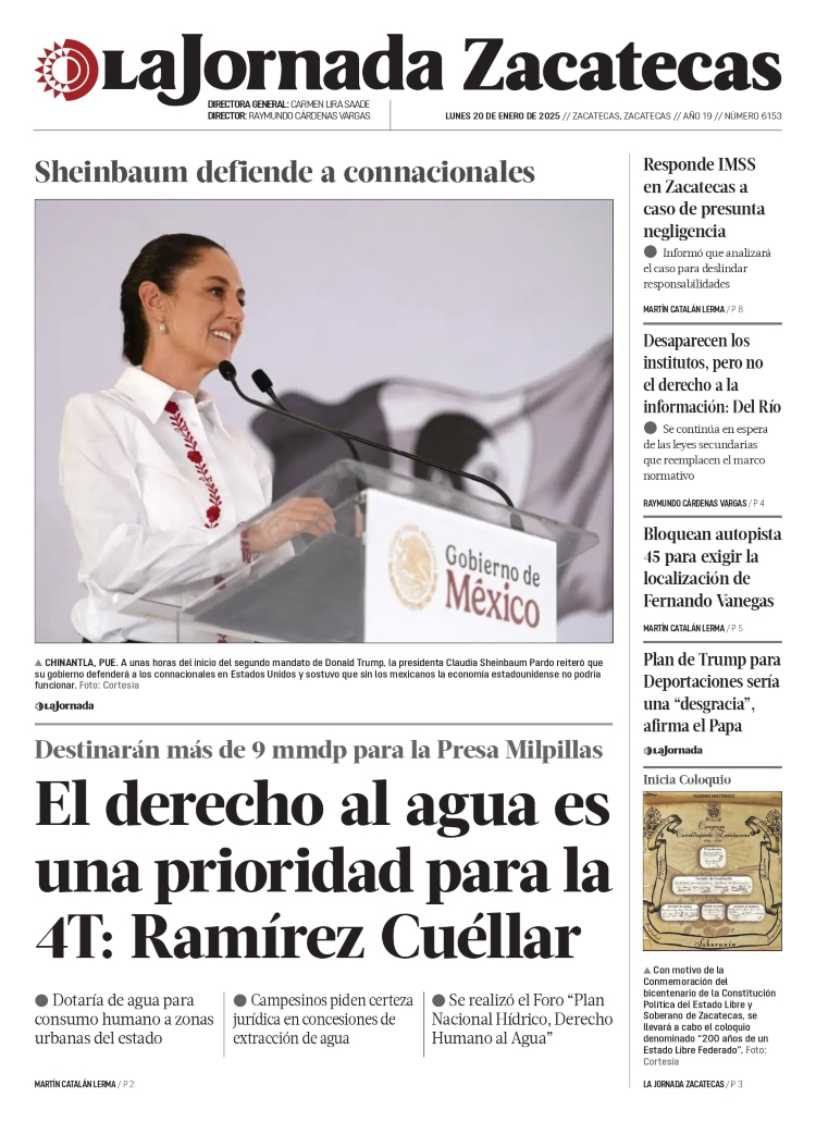 20 de Enero de 2025 – El derecho al agua es una prioridad para la 4T: Ramírez Cuéllar