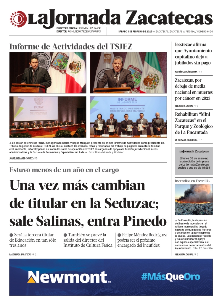 01 de Febrero de 2025 – Una vez más cambian de titular en la Seduzac; sale Salinas, entra Pinedo