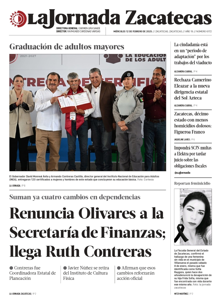 12 de Febrero de 2025 – Renuncia Olivares a la Secretaría de Finanzas; llega Ruth Contreras