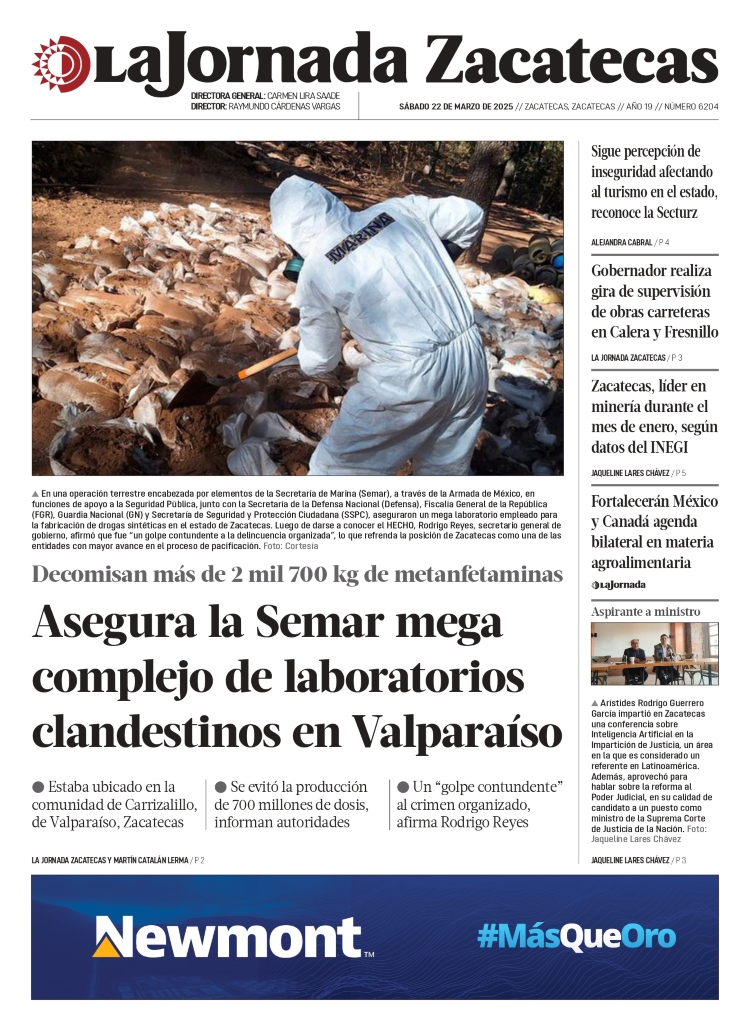 22 de Marzo de 2025 – Asegura la Marina un mega complejo de laboratorios clandestinos en Zacatecas