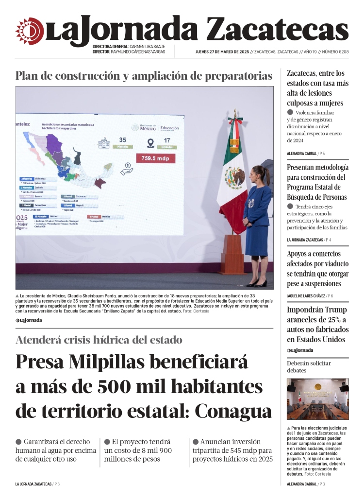 27 de Marzo de 2025 – Presa Milpillas beneficiará a más de 500 mil habitantes de territorio estatal: Conagua