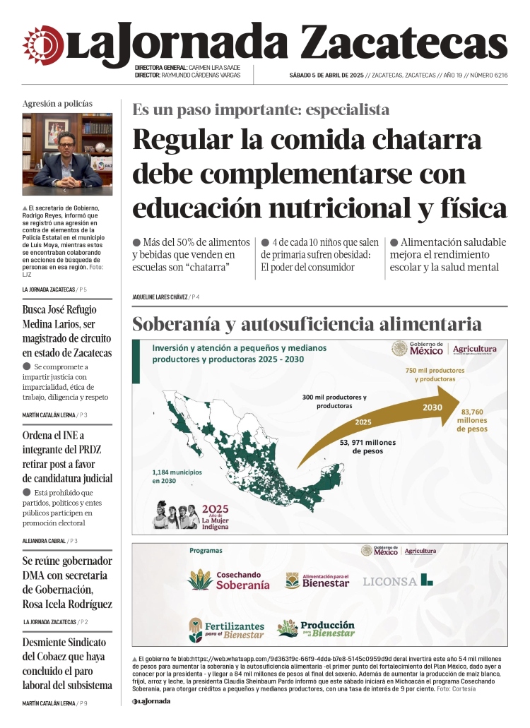 05 de Abril de 2025 – Regular la comida chatarra debe complementarse con educación nutricional y física