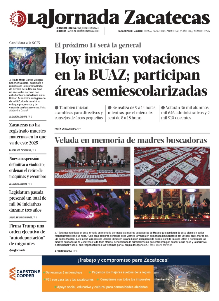 10 de Mayo de 2025 – Hoy inician votaciones en la BUAZ; participan áreas semiescolarizadas