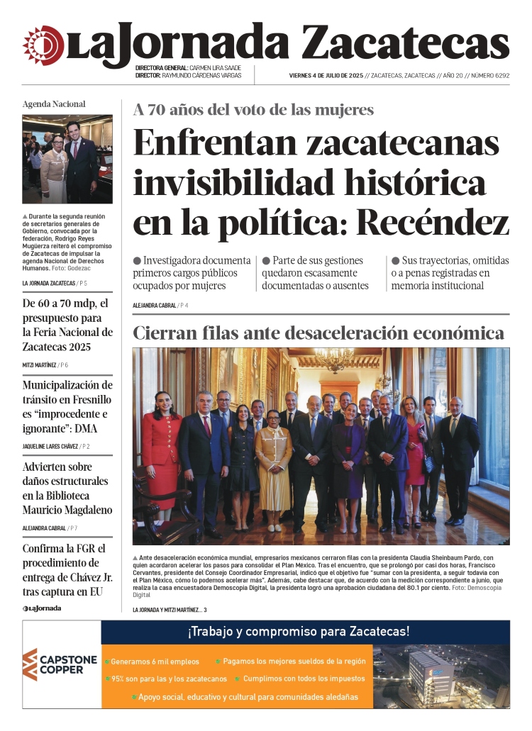 04 de Julio de 2025 – Enfrentan zacatecanas invisibilidad histórica en la política: Recéndez