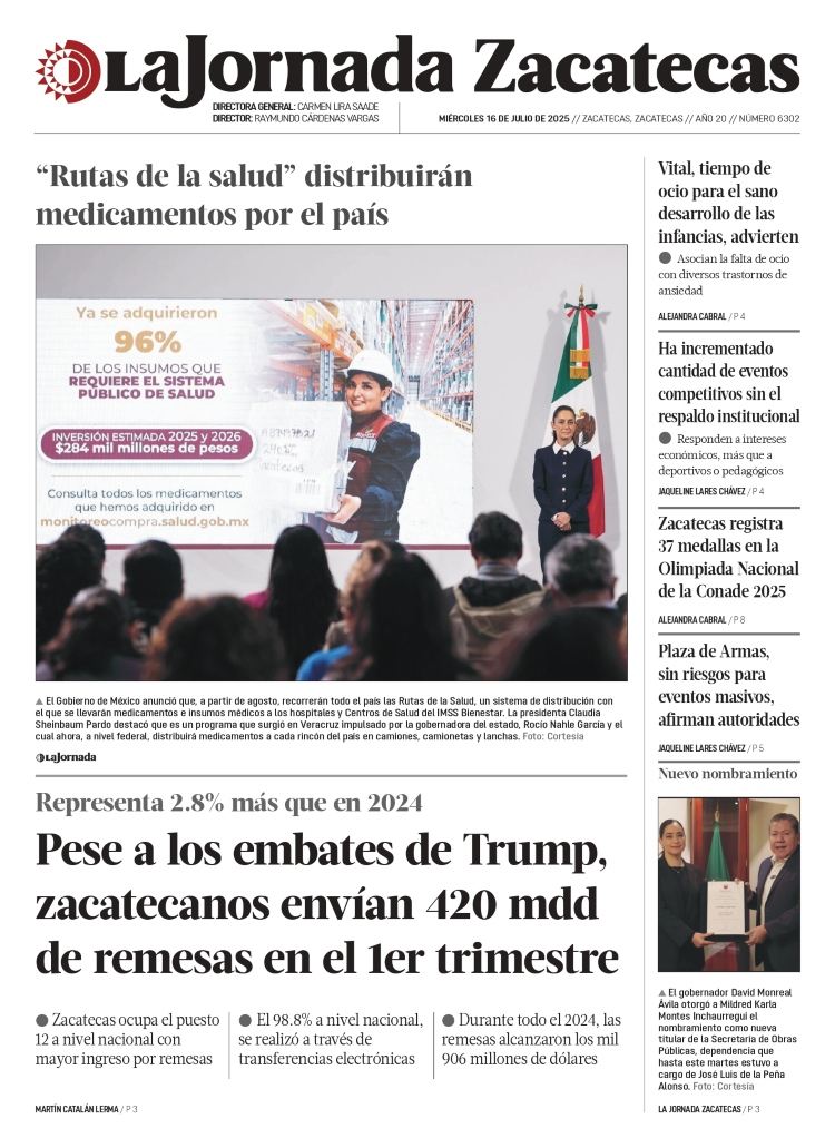 16 de Julio de 2025 – Pese a los embates de Trump, zacatecanos envían 420 mdd de remesas en el 1er trimestre
