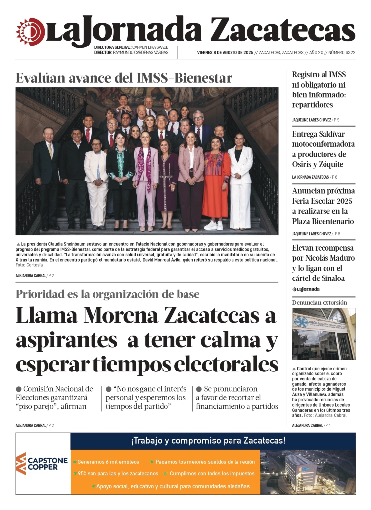 08 de Agosto de 2025 – Llama Morena Zacatecas a aspirantes a tener calma y esperar tiempos electorales
