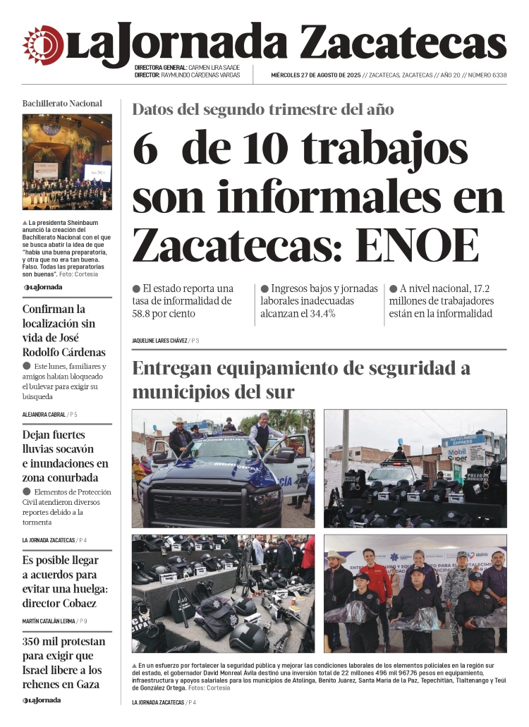 27 de Agosto de 2025 – 6 de 10 trabajos son informales en Zacatecas: ENOE
