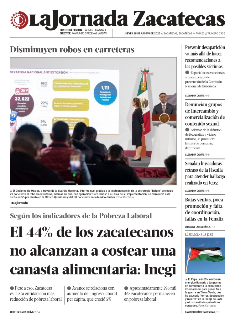 28 de Agosto de 2025 – El 44% de los zacatecanos no alcanzan a costear una canasta alimentaria: Inegi
