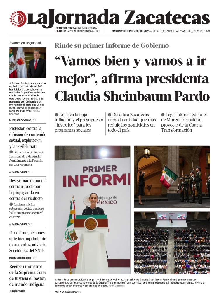 02 de Septiembre de 2025 – “Vamos bien y vamos a ir mejor”, afirma presidenta Claudia Sheinbaum Pardo