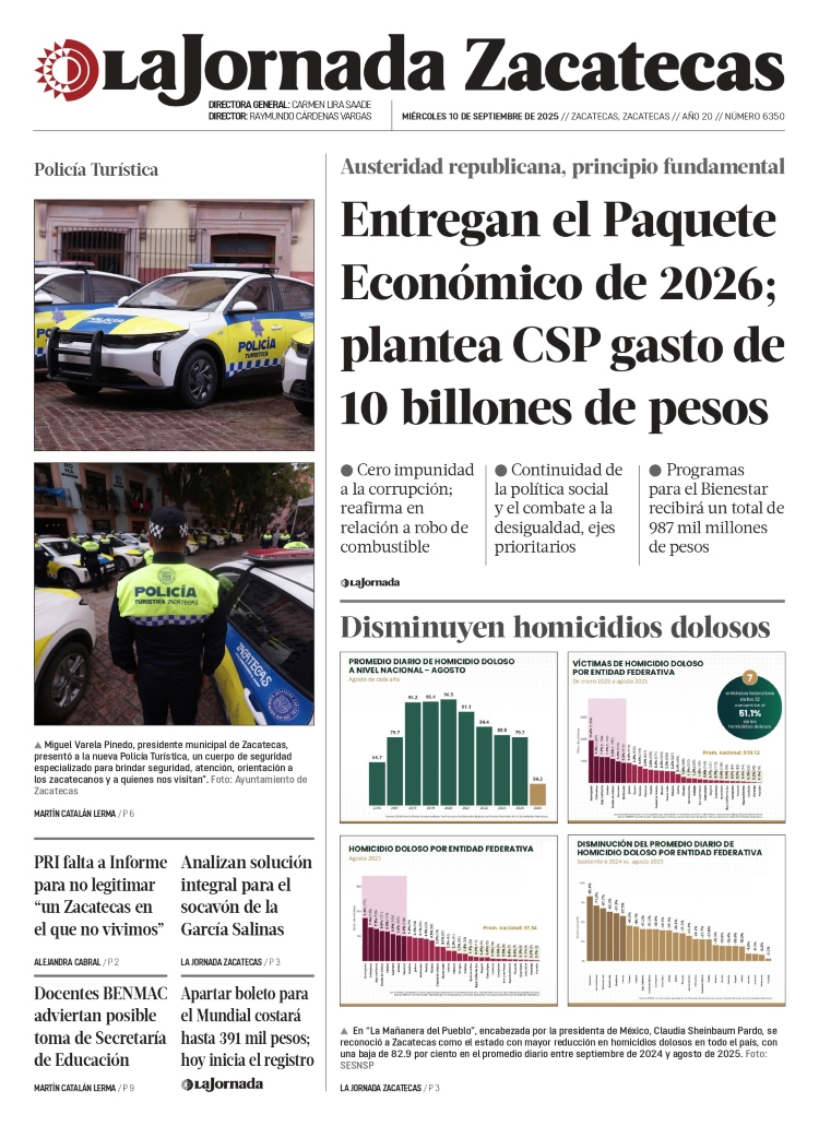 10 de Septiembre de 2025 – Disminuyen homicidios dolosos
