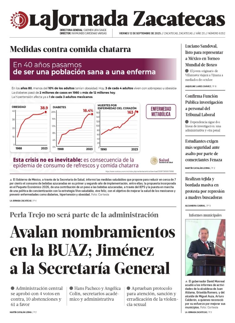 12 de Septiembre de 2025 – Avalan nombramientos en la BUAZ; Jiménez a la Secretaría General