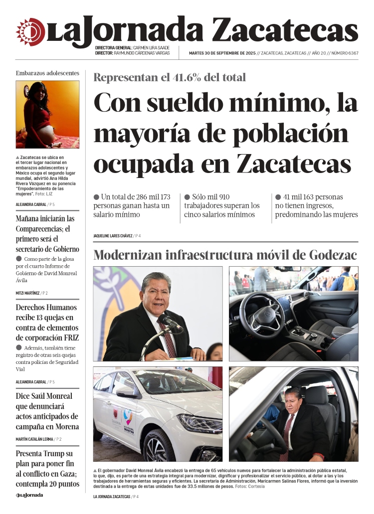 30 de Septiembre de 2025 – Con sueldo mínimo, la mayoría de población ocupada en Zacatecas