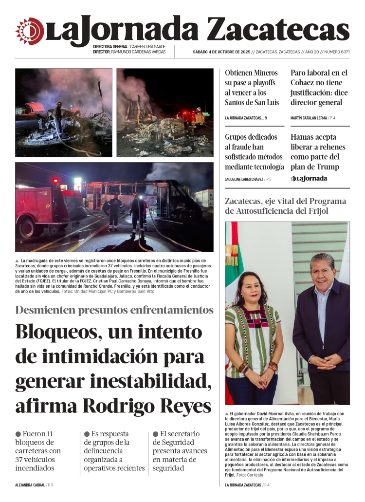 04 de Octubre de 2025 -Bloqueos, un intento de intimidación para generar inestabilidad, afirma Rodrigo Reyes
