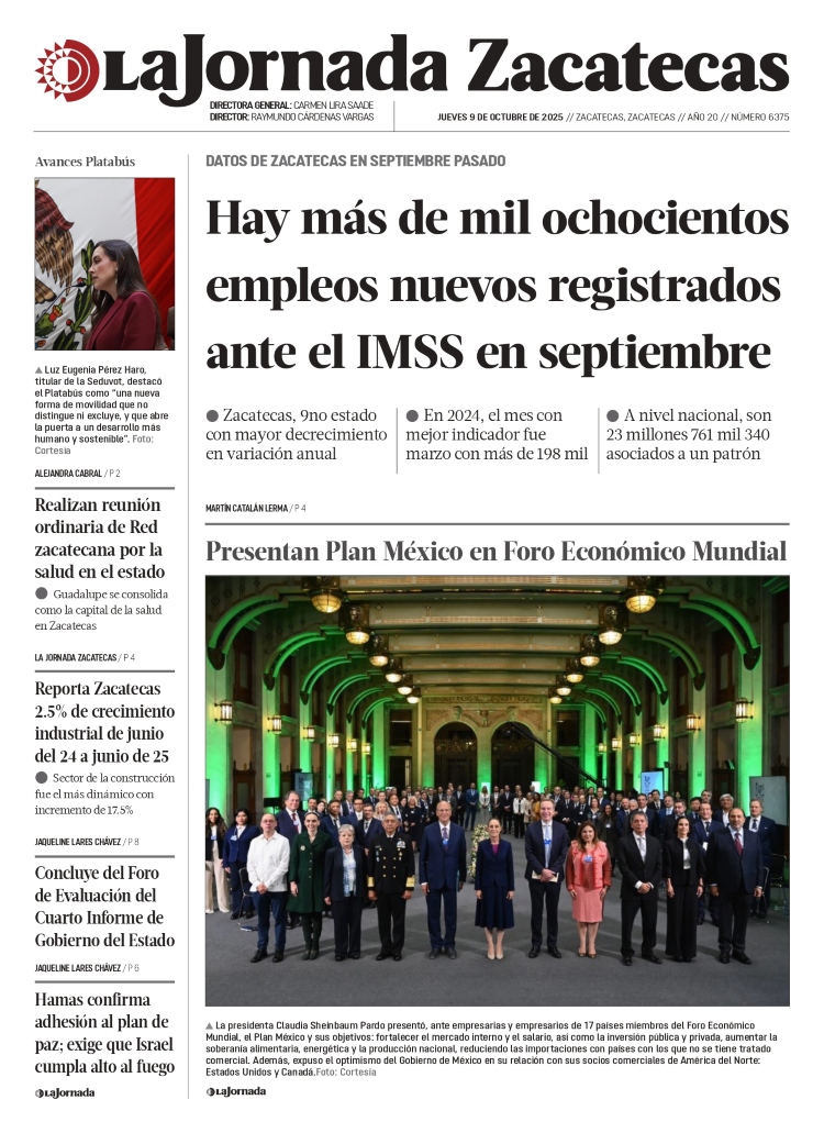 09 de Octubre de 2025 – Hay más de mil ochocientos empleos nuevos registrados ante el IMSS en septiembre