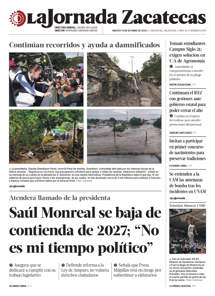 14 de Octubre de 2025 – Saúl Monreal se baja de contienda de 2027; “No es mi tiempo político”