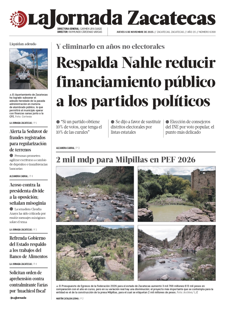 06 de Noviembre de 2025 – Respalda Nahle reducir financiamiento público a los partidos políticos