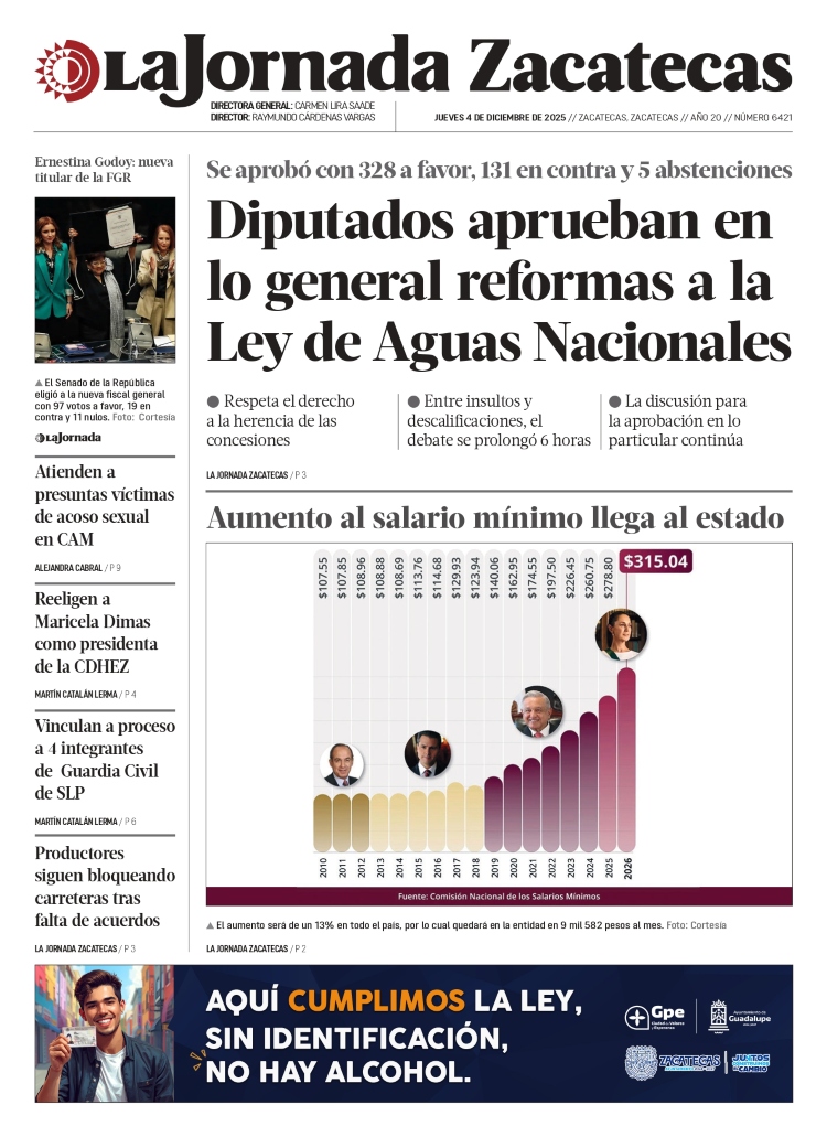 04 de Diciembre de 2025 – Diputados aprueban en lo general reformas a la Ley de Aguas Nacionales