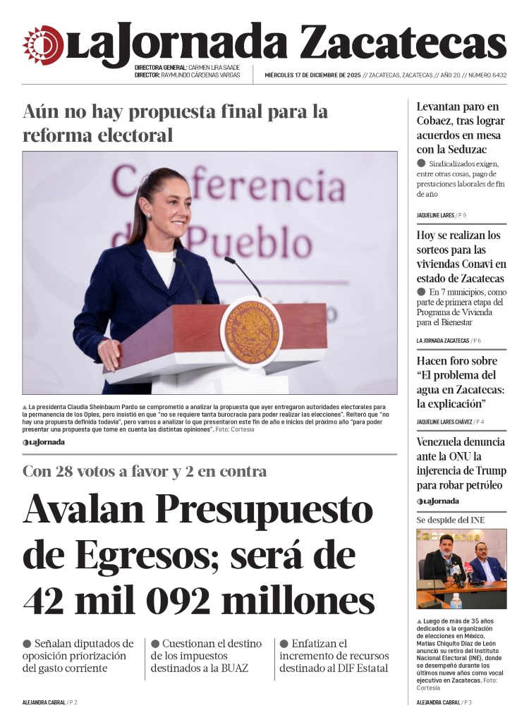17 de Diciembre de 2025 – Avalan Presupuesto de Egresos; será de 42 mil 092 millones