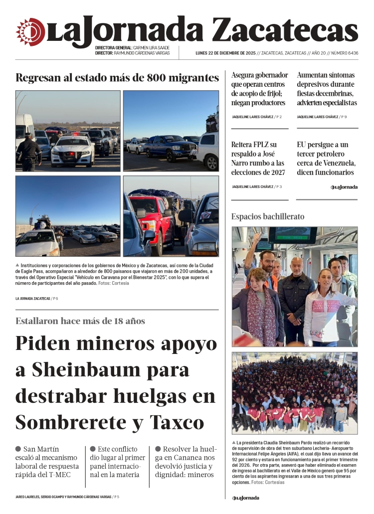 22 de Diciembre de 2025 – Piden mineros apoyo a Sheinbaum para destrabar huelgas en Sombrerete y Taxco