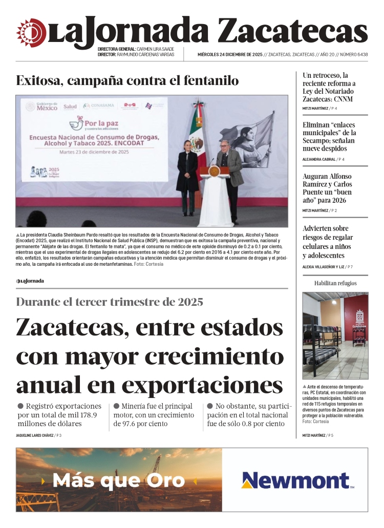 24 de Diciembre de 2025 – Zacatecas, entre estados con mayor crecimiento anual en exportaciones