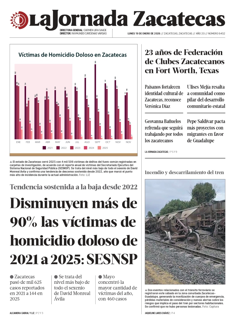 19 de Enero de 2026 -Disminuyen más de 90% las víctimas de homicidio doloso de 2021 a 2025: SESNSP