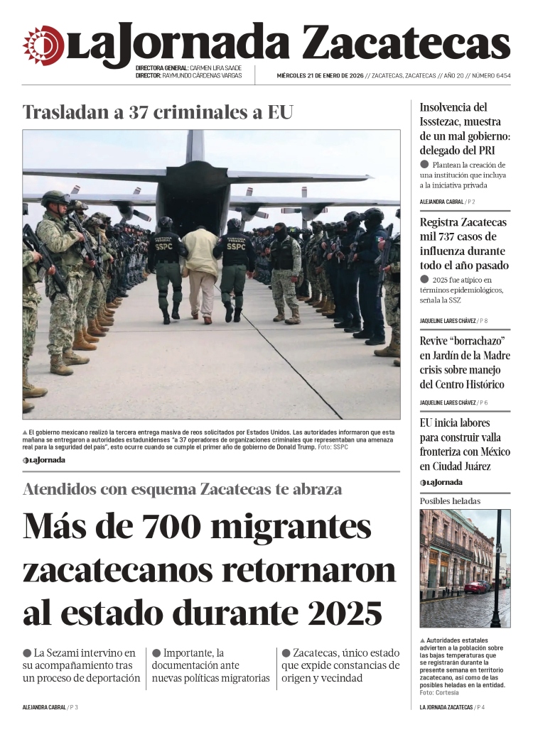 21 de Enero de 2026 – Más de 700 migrantes zacatecanos retornaron al estado durante 2025