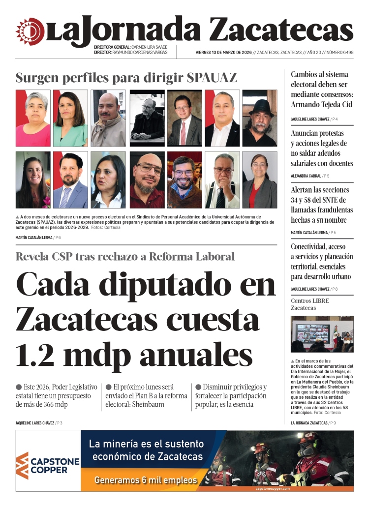 13 de Marzo de 2026 – Cada diputado en Zacatecas cuesta 1.2 mdp anuales