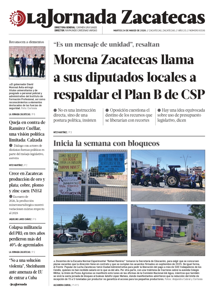 24 de Marzo de 2026 – Morena Zacatecas llama a sus diputados locales a respaldar el Plan B de CSP
