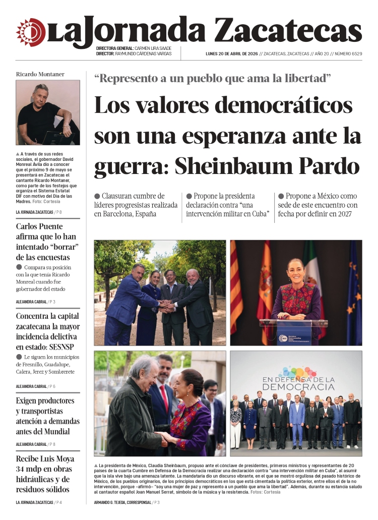 20 de Abril de 2026 – Los valores democráticos son una esperanza ante la guerra: Sheinbaum Pardo