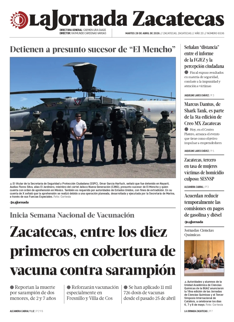 28 de Abril de 2026 – Zacatecas, entre los diez primeros en cobertura de vacuna contra sarampión