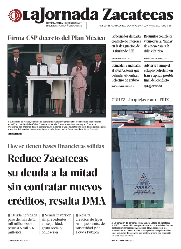05 de Mayo de 2026 – Reduce Zacatecas su deuda a la mitad sin contratar nuevos créditos, resalta DMA