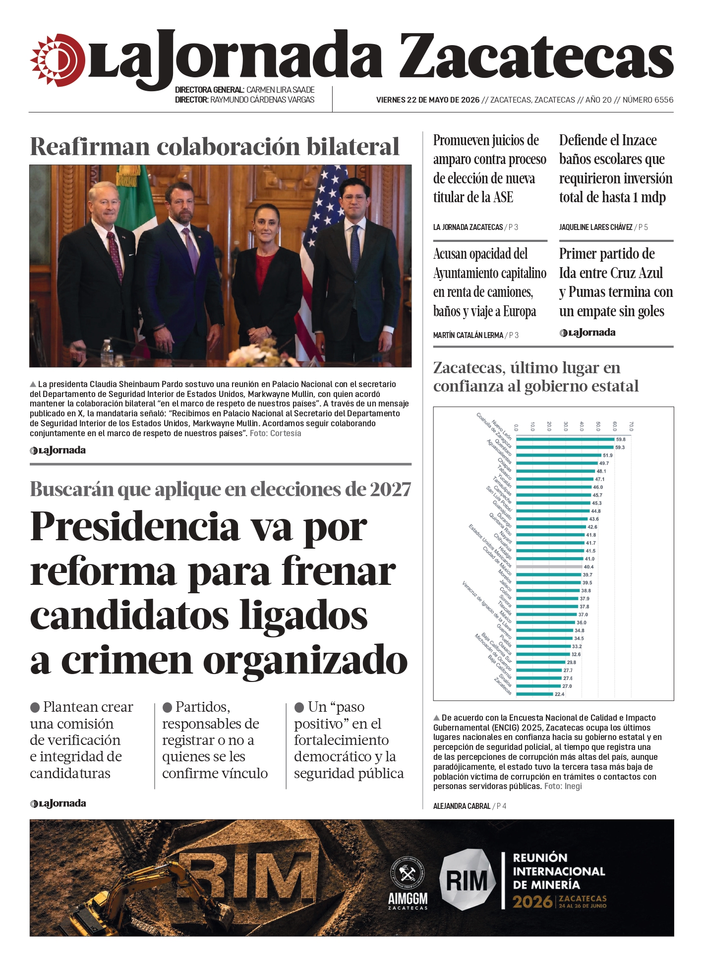 22 de Mayo de 2026 – Sheinbaum envía hoy a la Permanente iniciativa de reforma para que partidos verifiquen a sus candidatos
