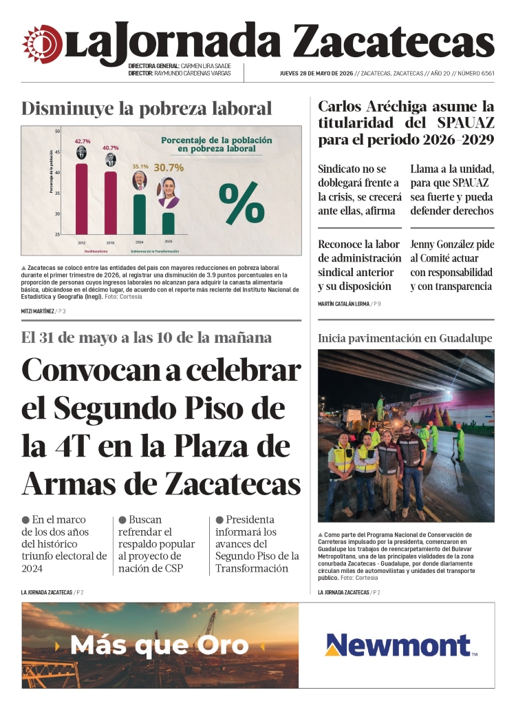 28 de Mayo de 2026 – Convocan a celebrar el Segundo Piso de la 4T en la Plaza de Armas de Zacatecas