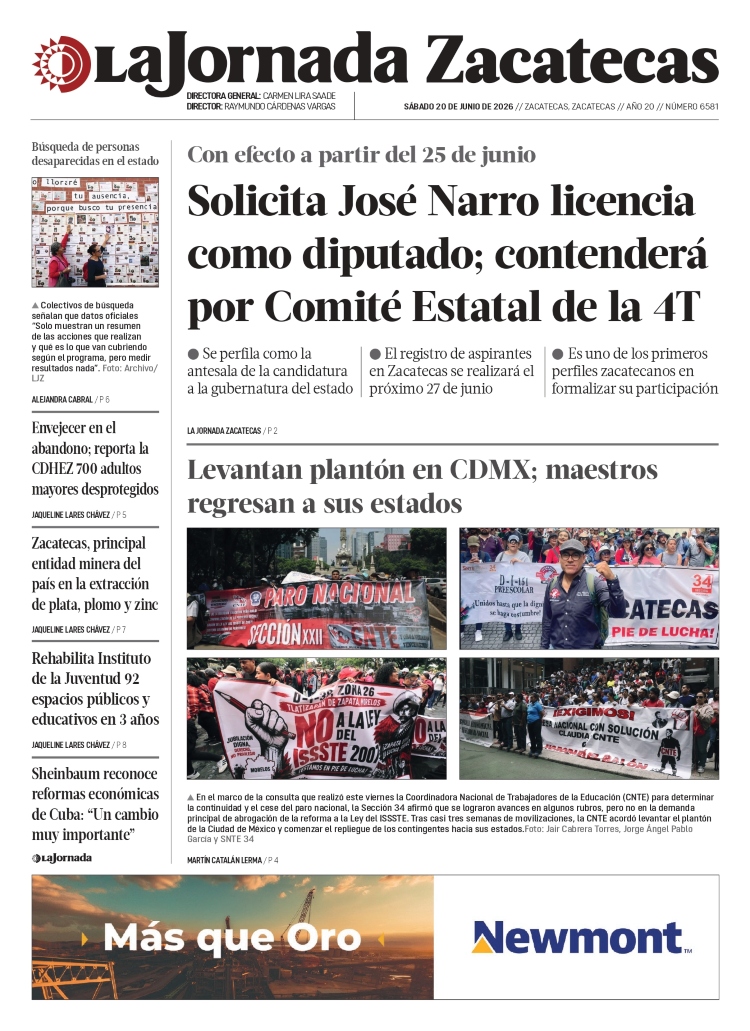 20 de Junio de 2026 – Solicita José Narro licencia como diputado; contenderá por Comité Estatal de la 4T