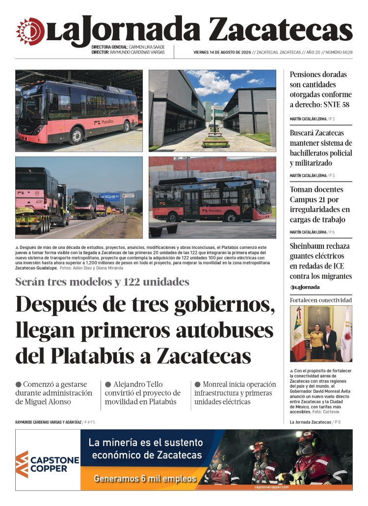 14 de Agosto de 2026 – Después de tres gobiernos, llegan primeros autobuses del Platabús a Zacatecas