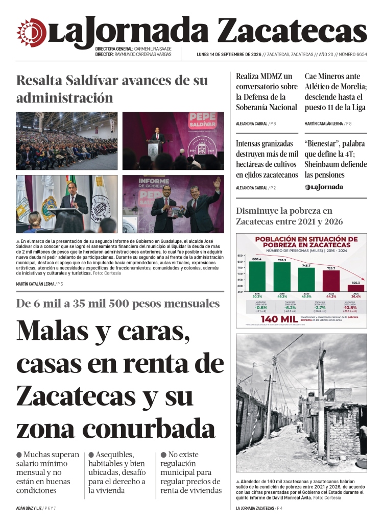 14 de Septiembre de 2026 – Malas y caras, casas en renta de Zacatecas y su zona conurbada