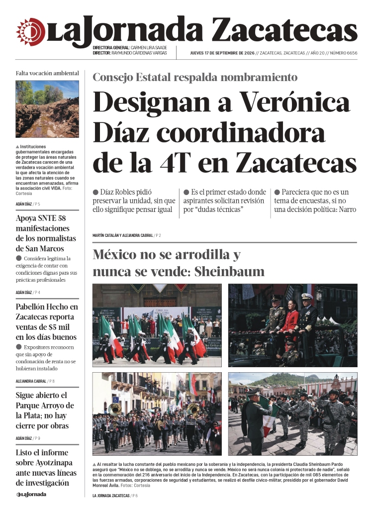 17 de Septiembre de 2026 – Designan a Verónica Díaz coordinadora de la 4T en Zacatecas