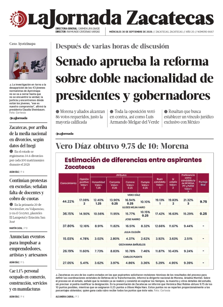 30 de Septiembre de 2026 – Senado aprueba la reforma sobre doble nacionalidad de presidentes y gobernadores