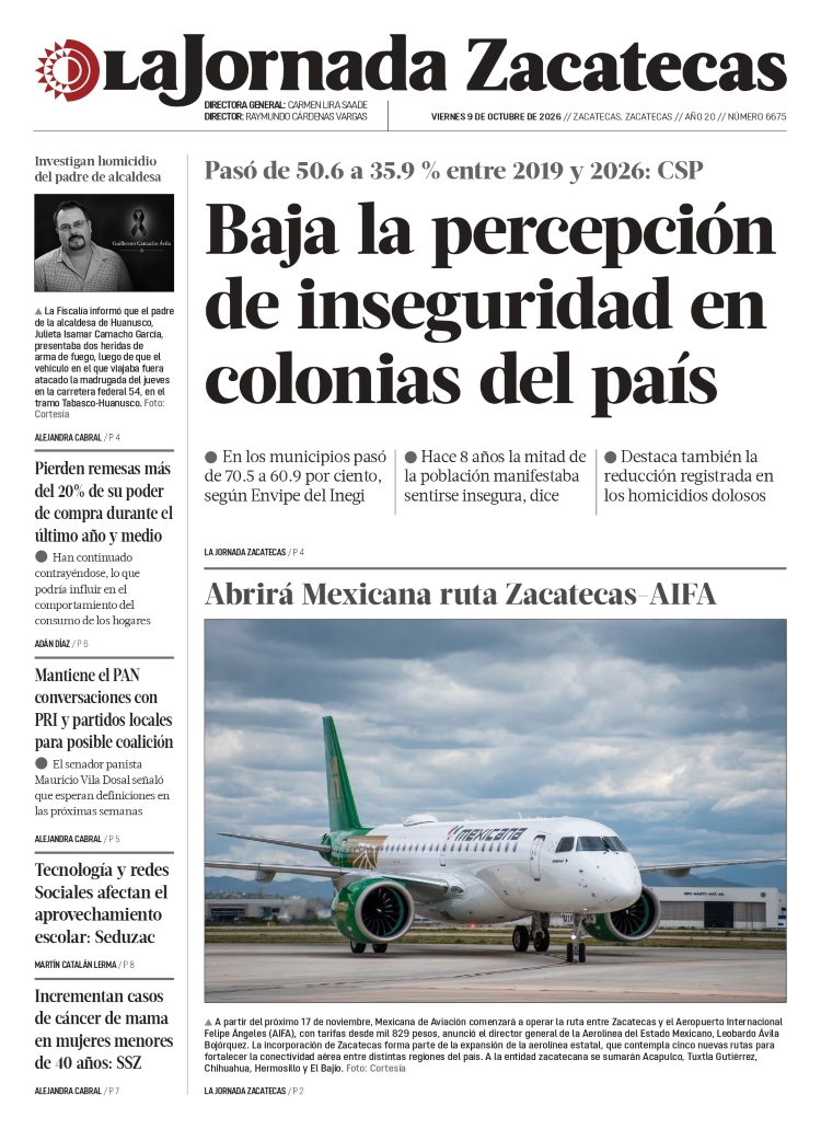 09 de Octubre de 2026 – Baja la percepción de inseguridad en colonias del país